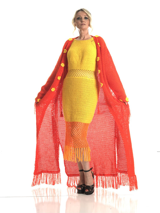 Flame Blossom Crochet Jacket