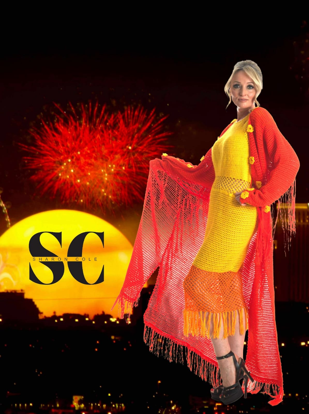 Flame Blossom Crochet Jacket