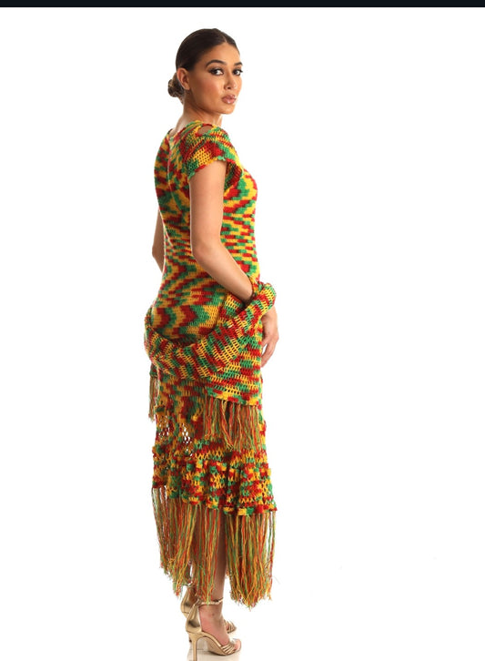 Sunset Rhythm Crochet Dress (2-Piece Set)