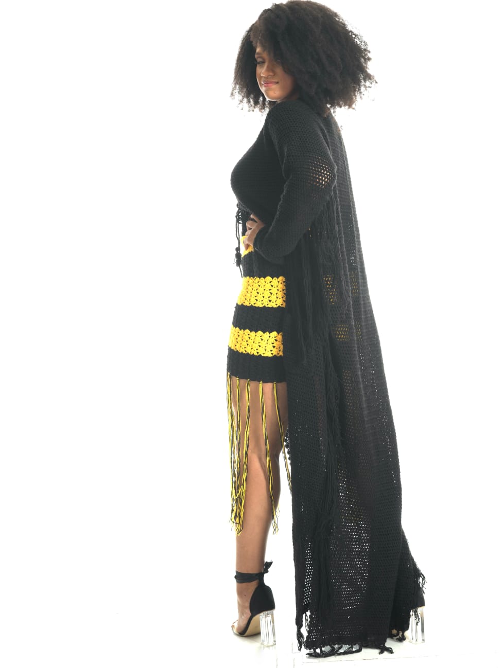 Sharon Cole Yellow & Black Crochet Fringe Skirts | Sharon Cole Designs