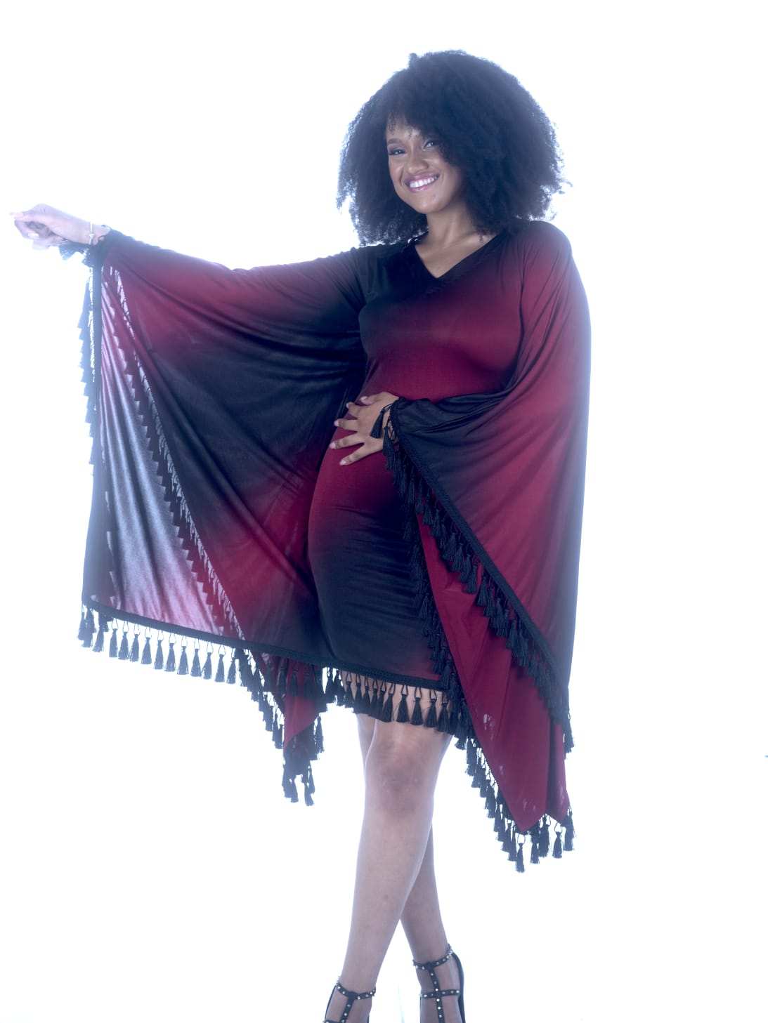 Crimson Eclipse Fringe Dress