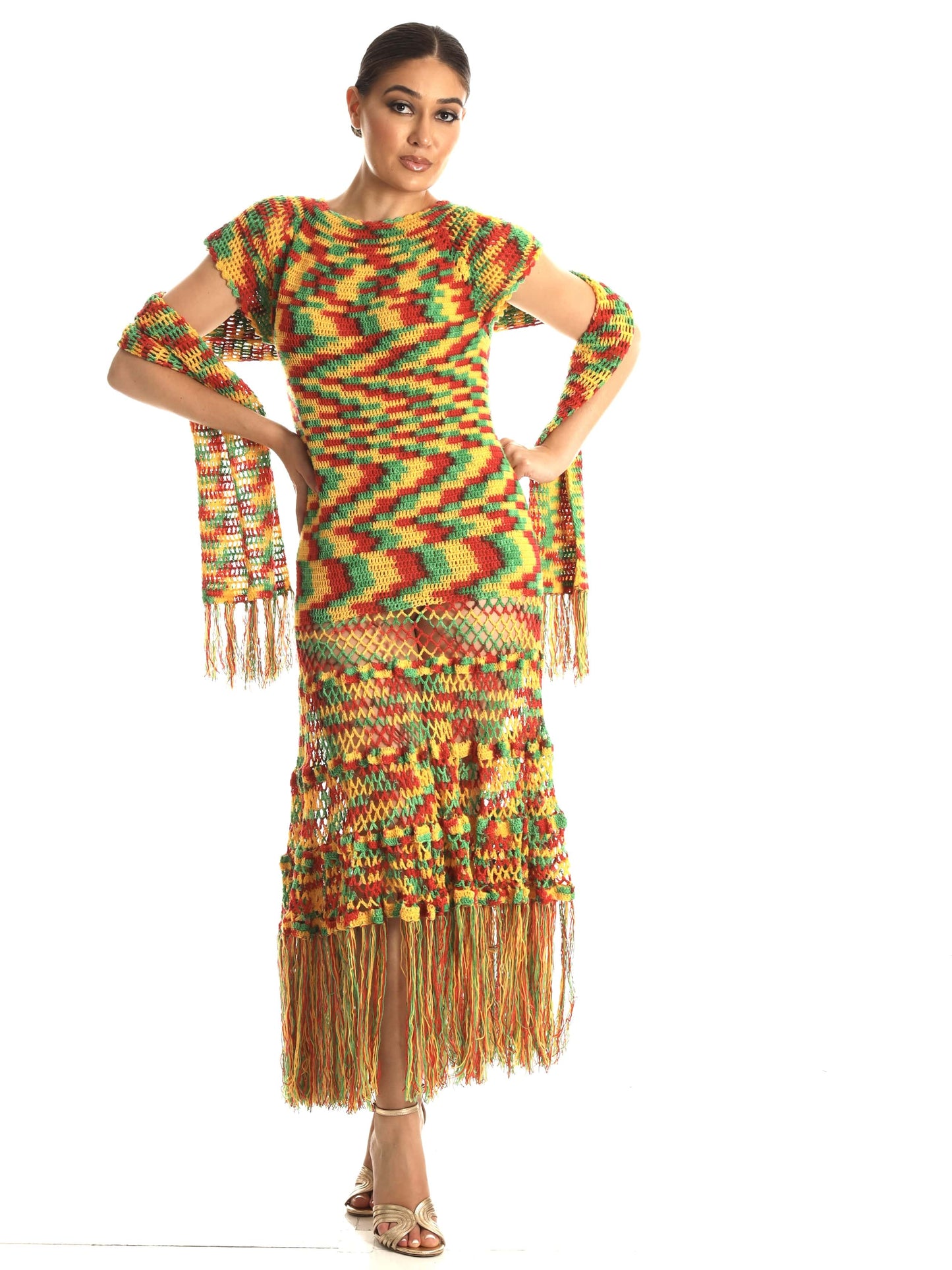 Sunset Rhythm Crochet Dress (2-Piece Set)