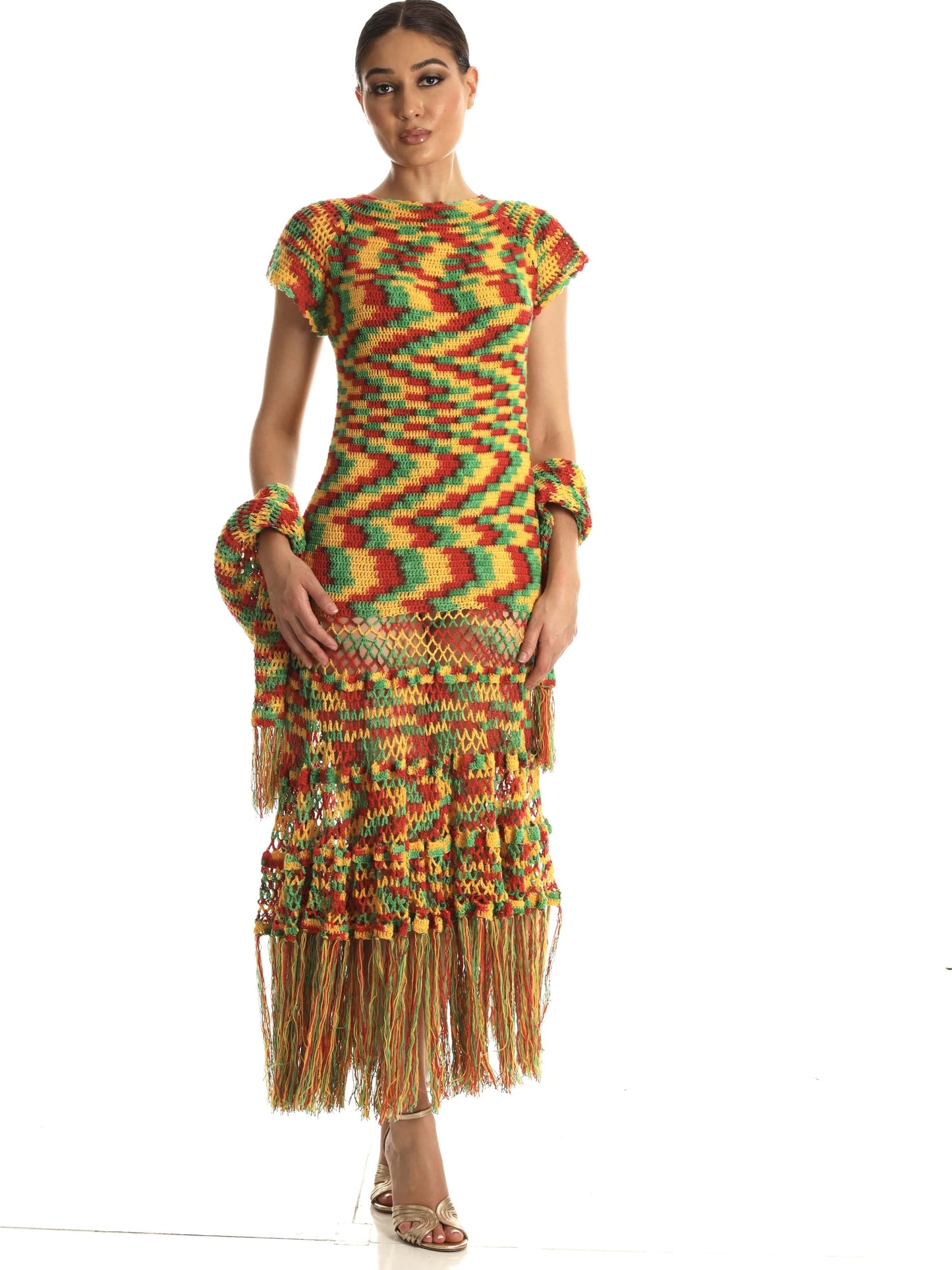 Sunset Rhythm Crochet Dress (2-Piece Set)