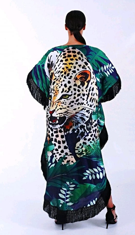 Leopard/Tiger in Grass Print Caftan image 1