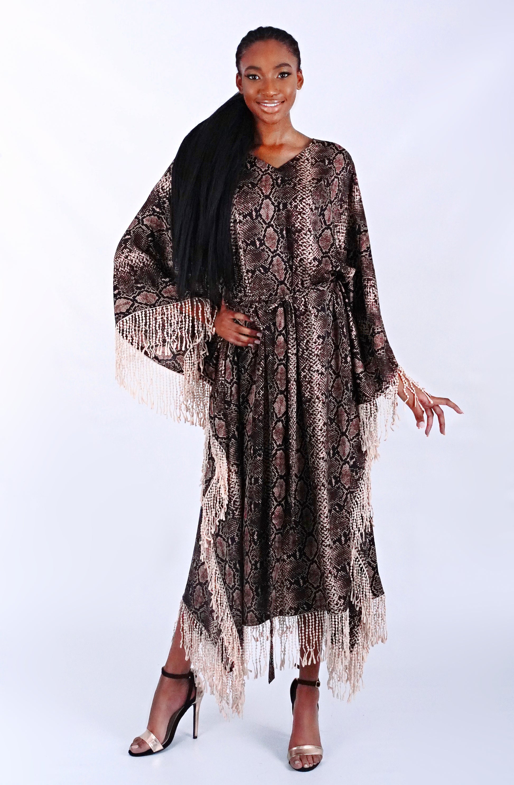 Brown Snake Print Caftan image 0