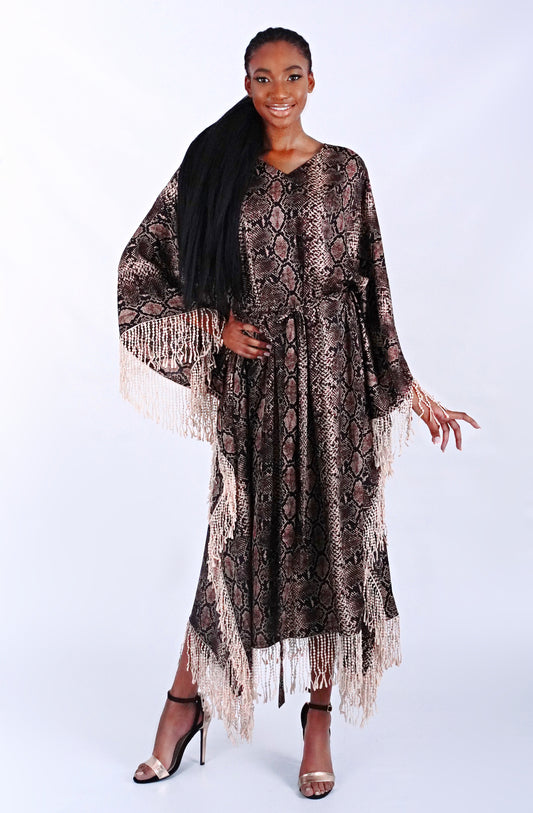Brown Snake Print Caftan image 0