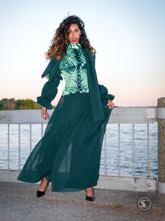 Luna-B, 2-Piece Blouse+Pleated Palazzo image 0