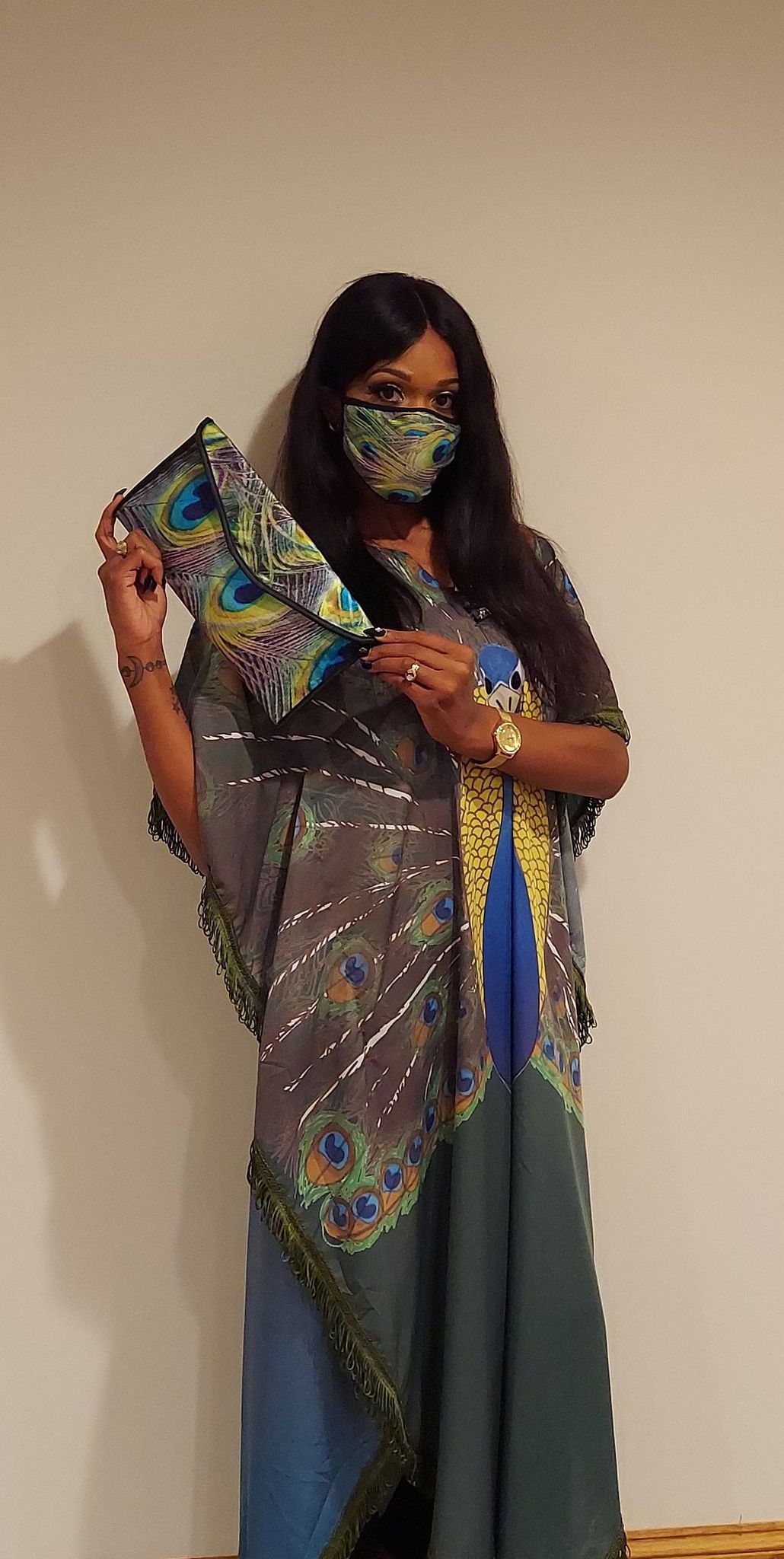 Peacock Faux Leather Clutch image 0