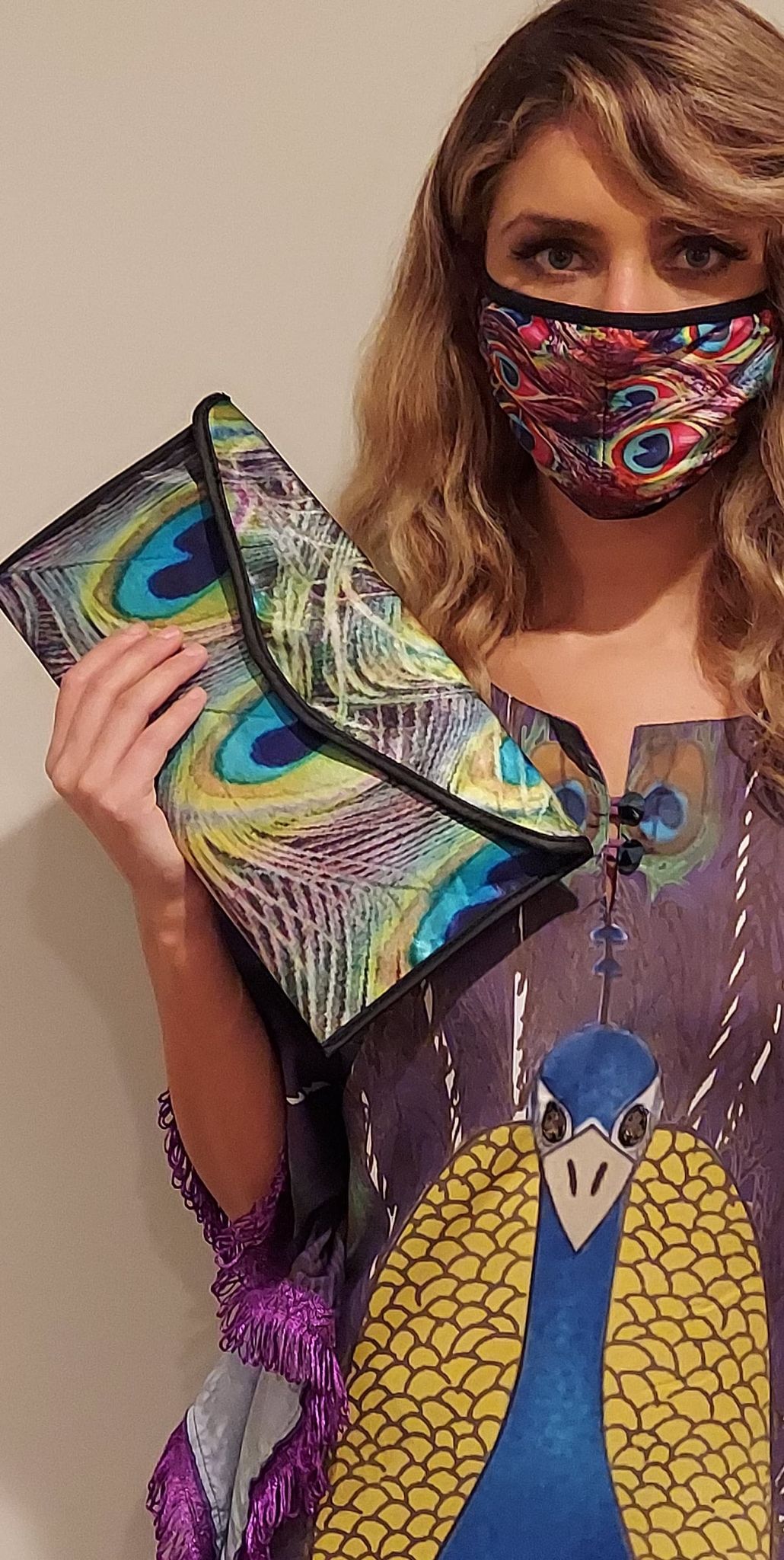 Peacock Faux Leather Clutch image 1