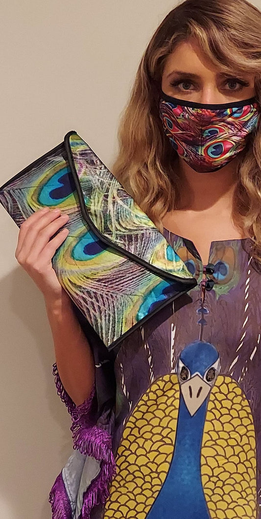 Peacock Faux Leather Clutch image 1