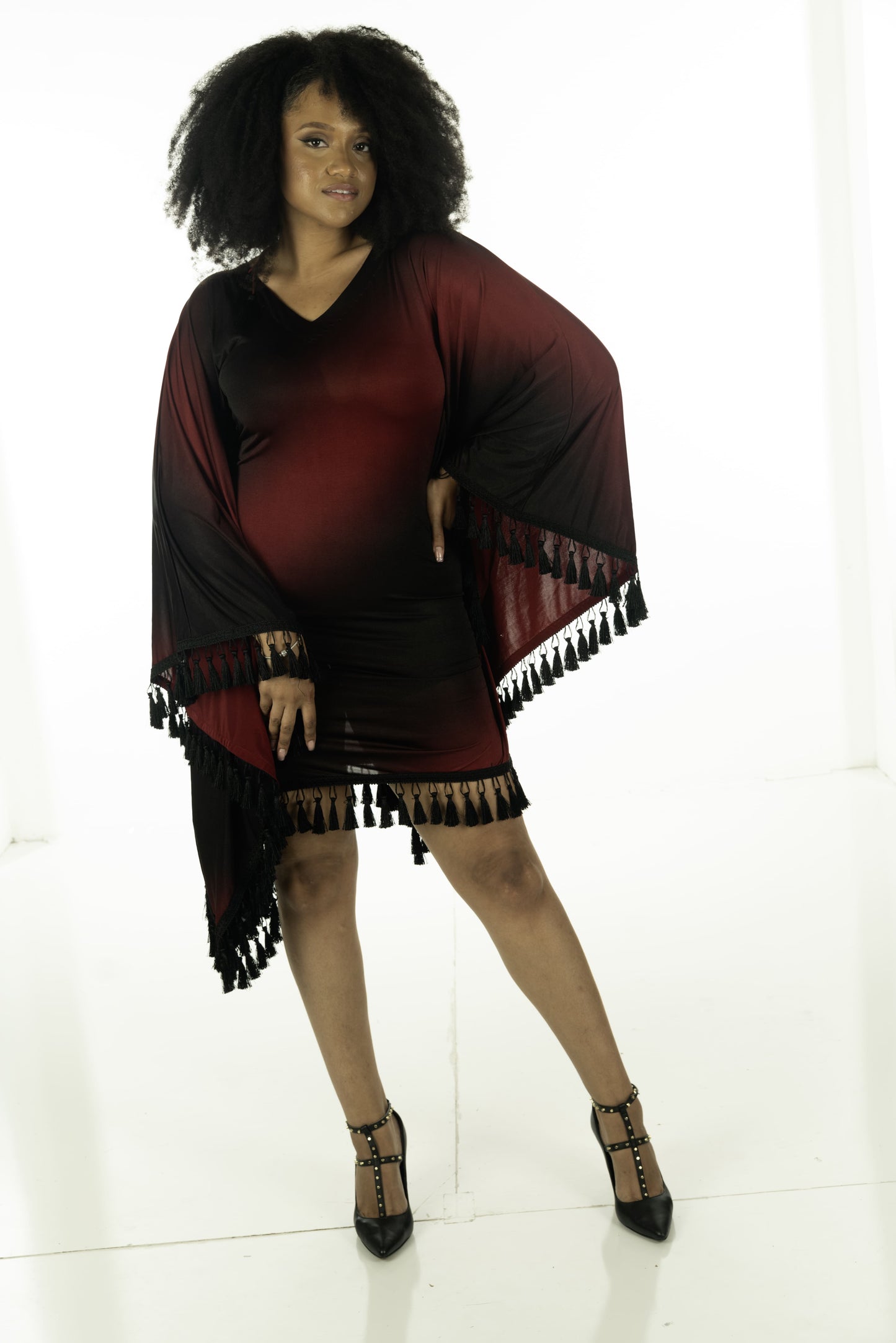 Crimson Eclipse Fringe Dress