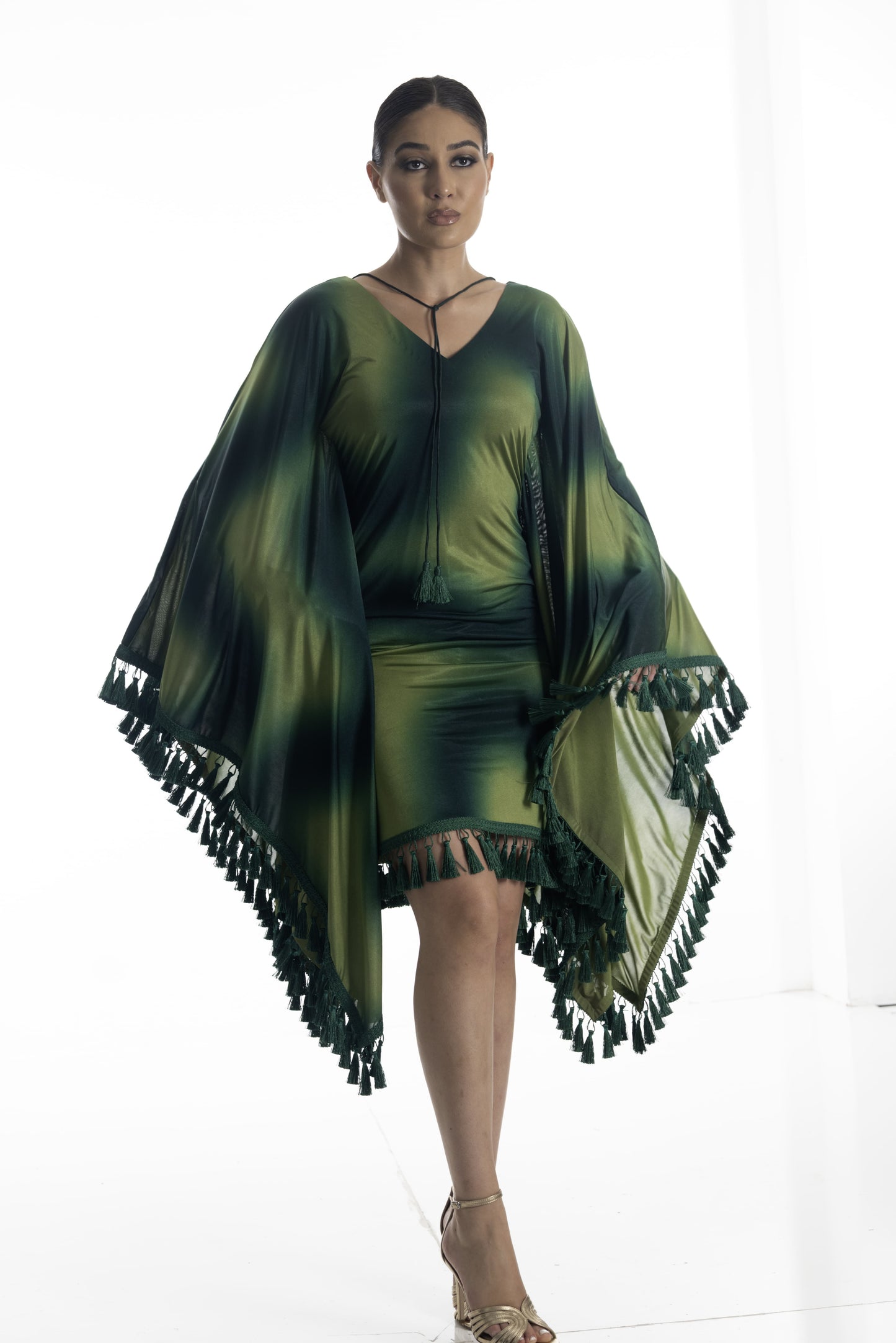 Emerald Aura Fringe Dress