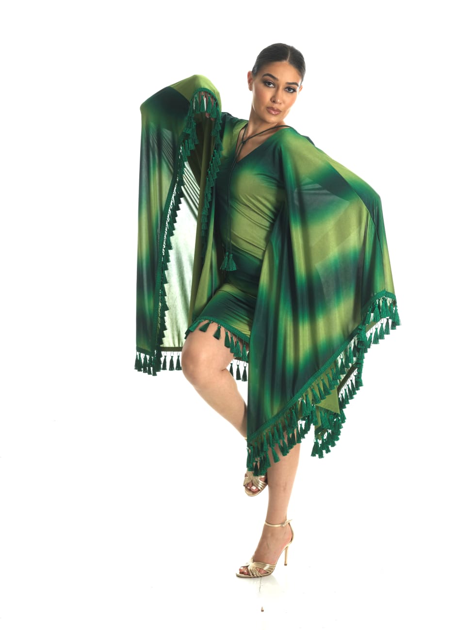 Emerald Aura Fringe Dress