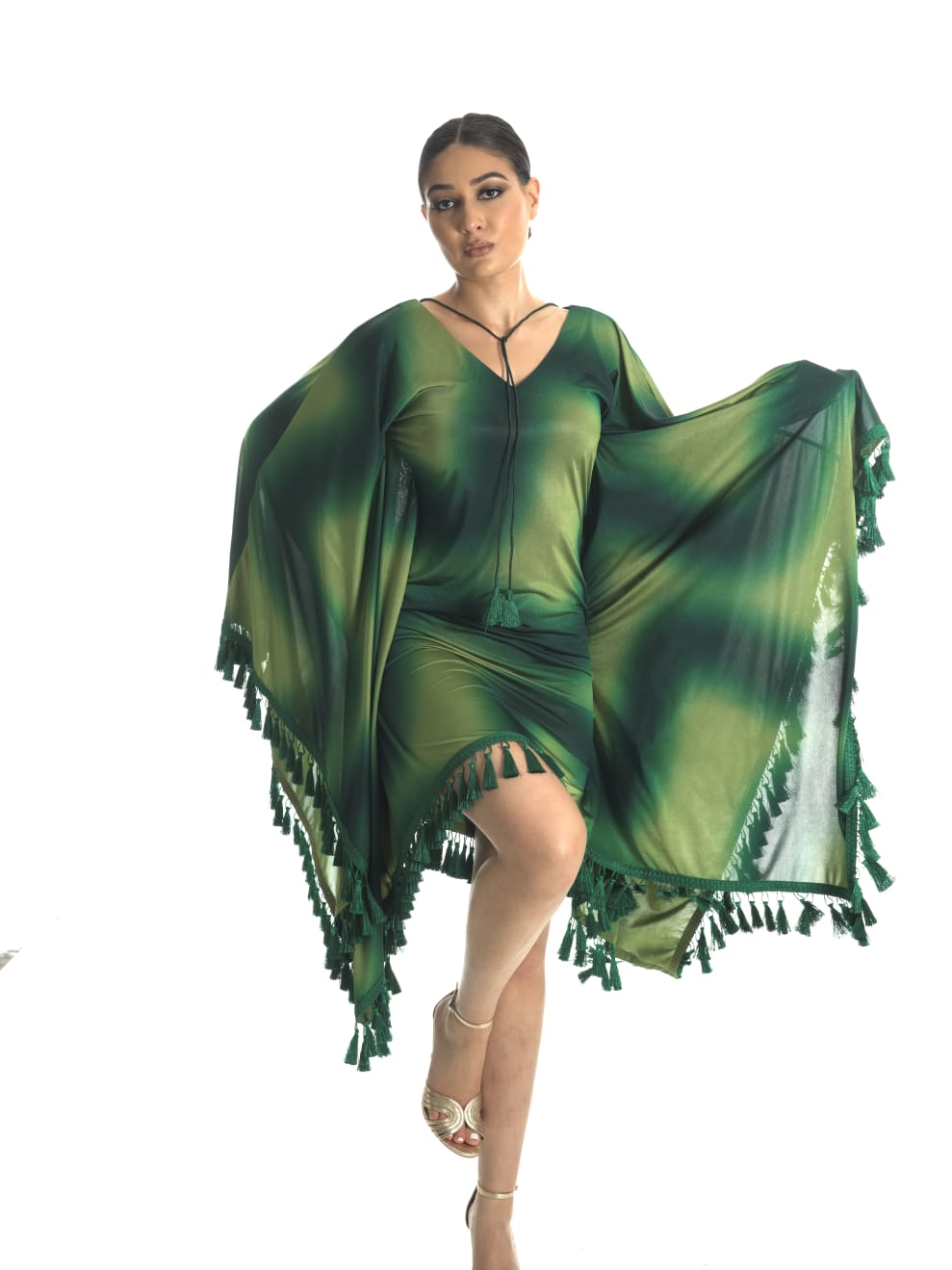 Emerald Aura Fringe Dress