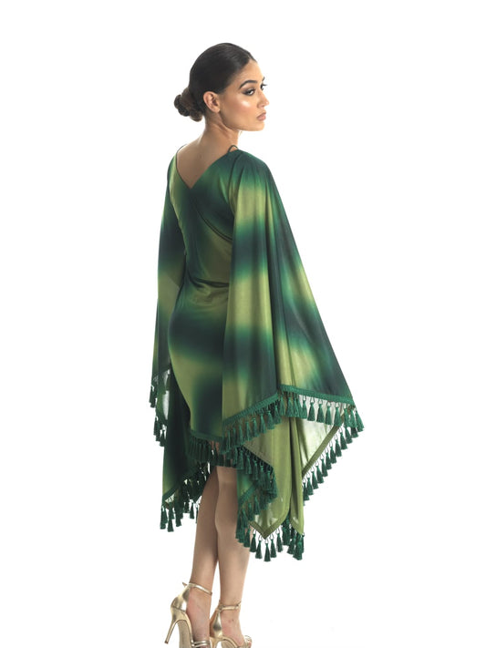 Emerald Aura Fringe Dress