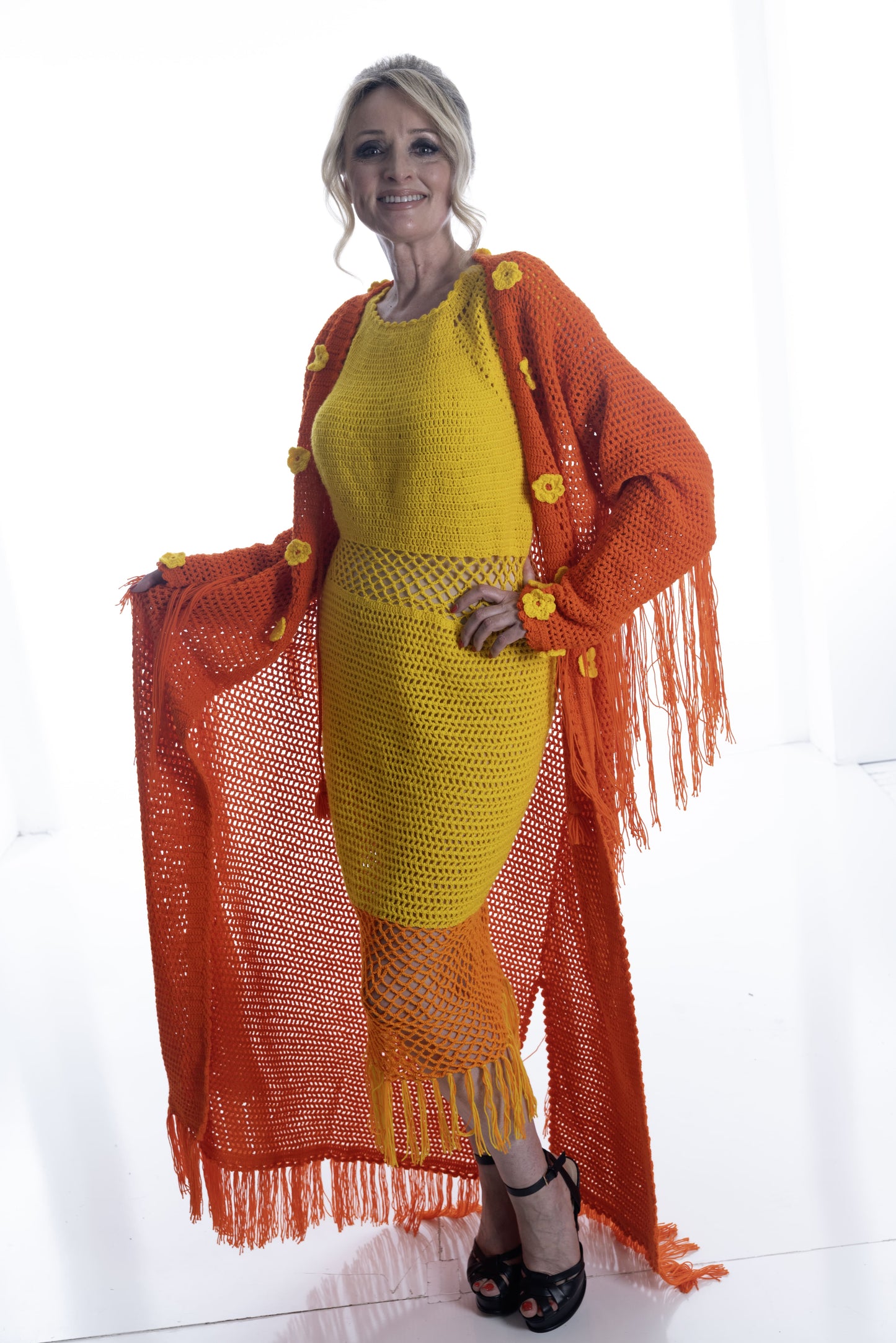 Flame Blossom Crochet Jacket