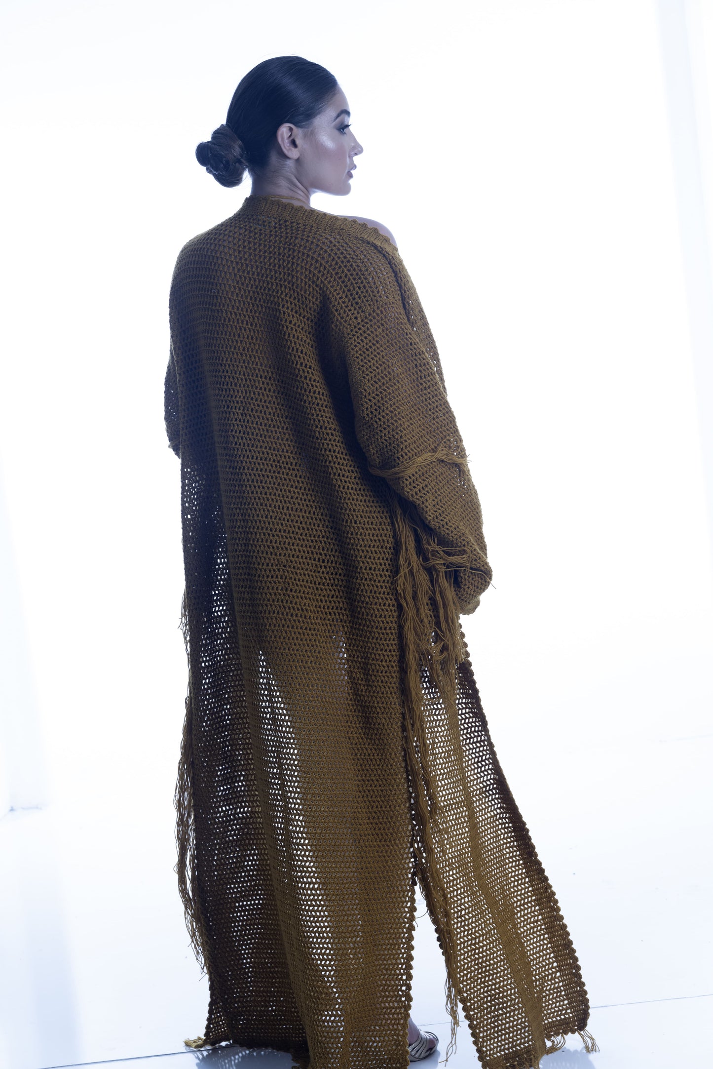 Gold Crochet Bohemian Duster Coat