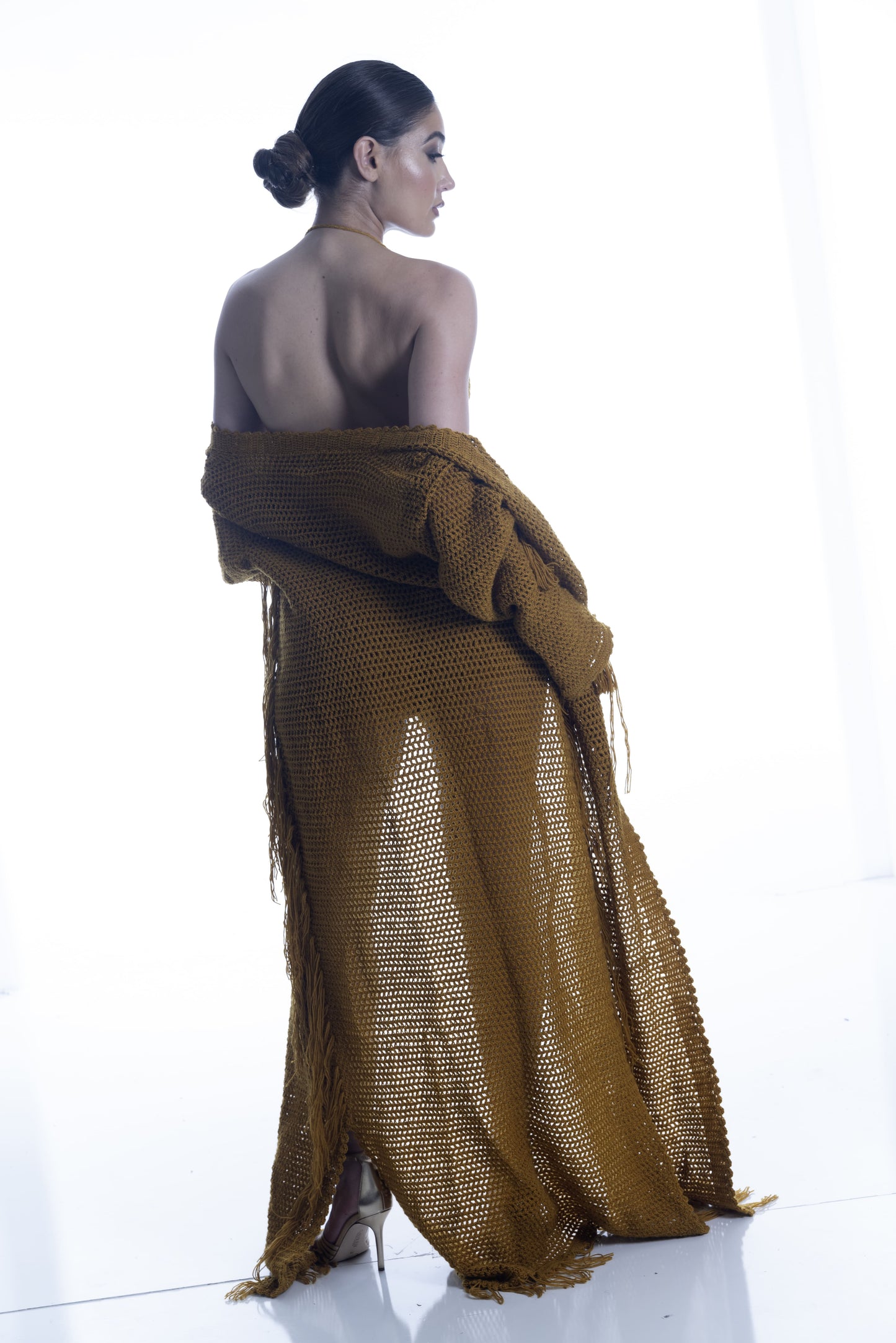 Gold Crochet Bohemian Duster Coat