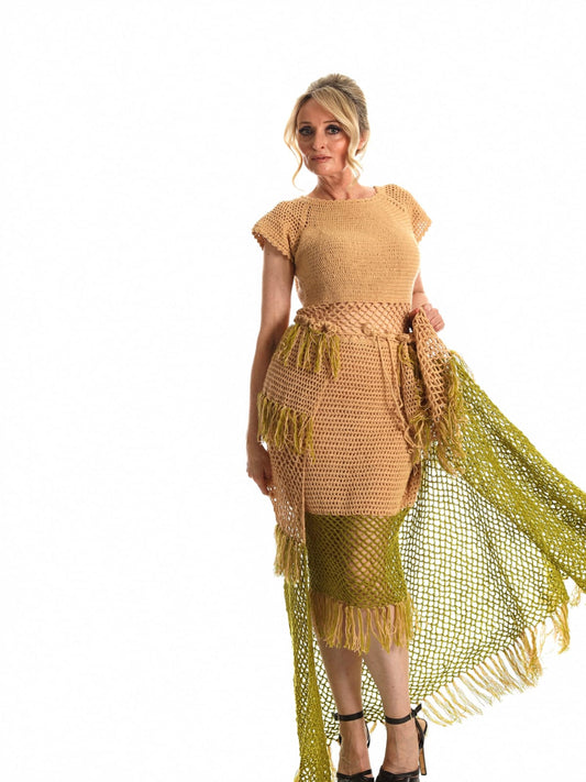 Golden Horizons Crochet Dress