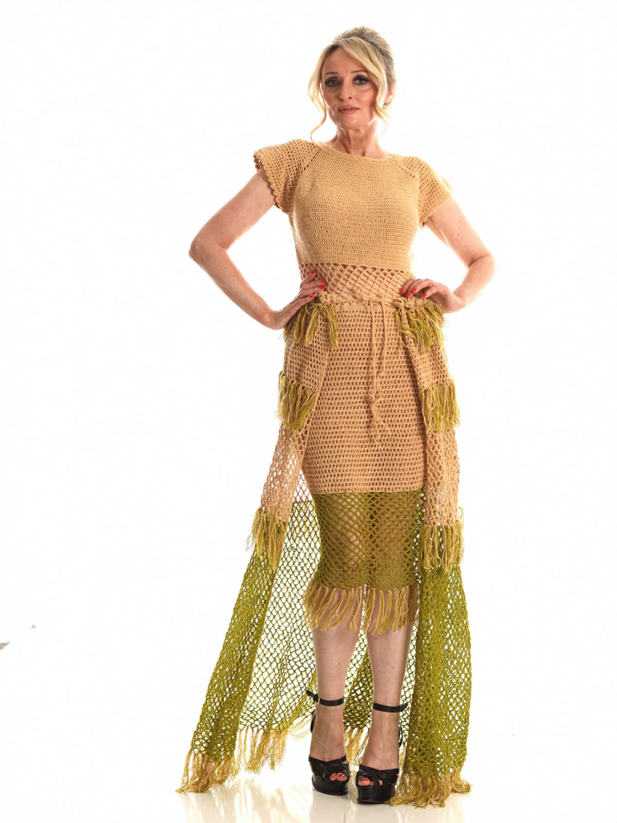Golden Horizons Crochet Dress