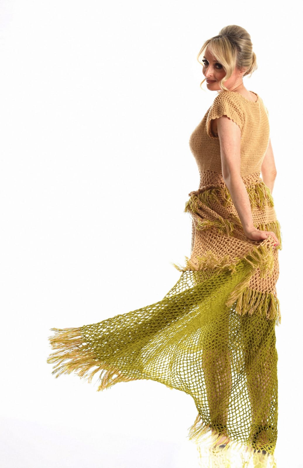 Golden Horizons Crochet Dress