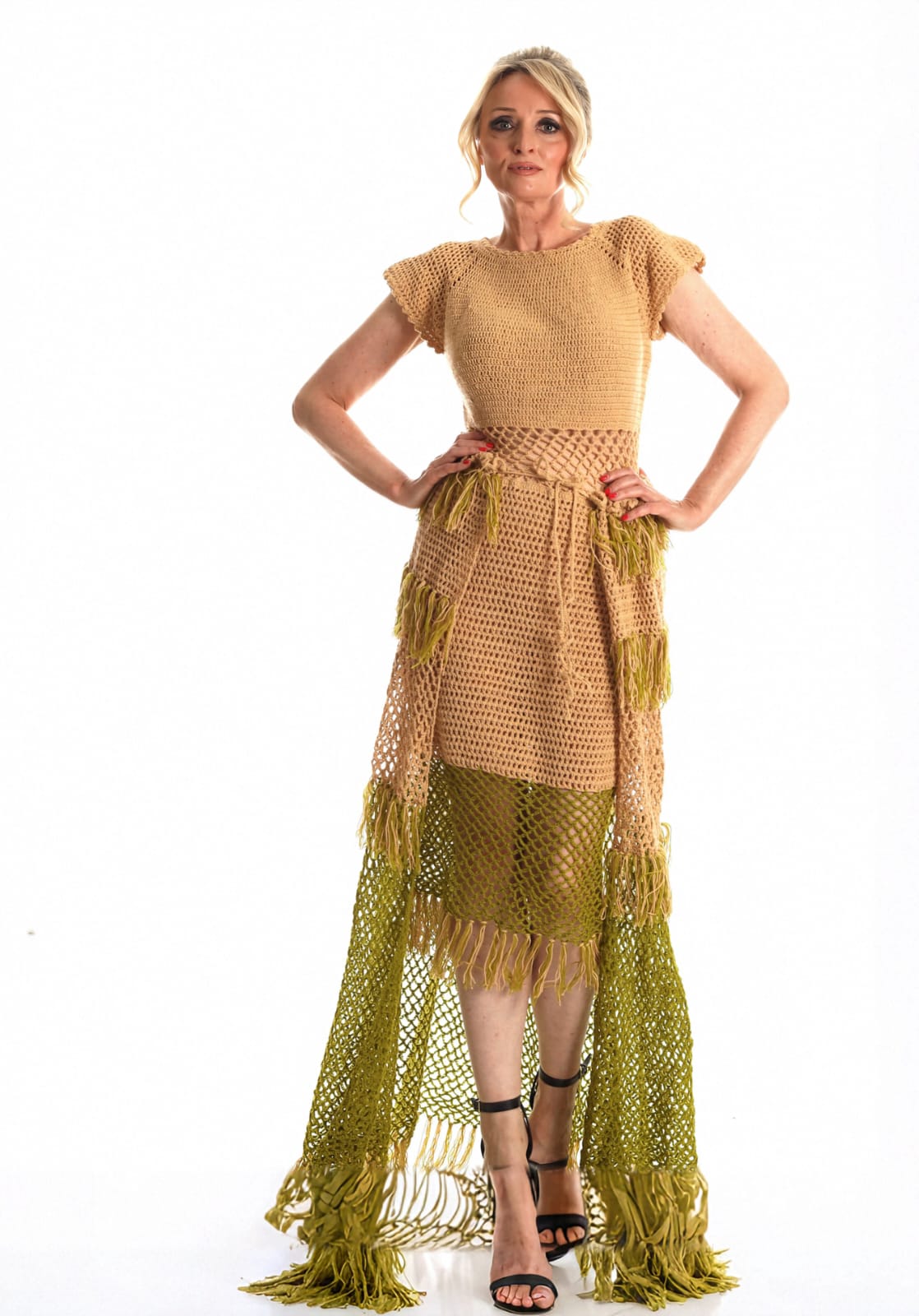 Golden Horizons Crochet Dress