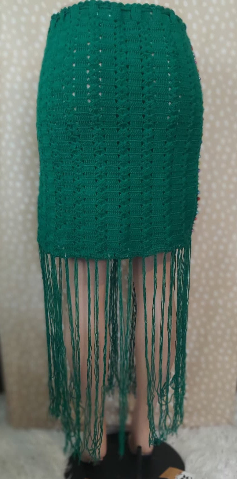 Sharon Cole Beaded Boho Crochet Fringe Skirt | Sharon Cole Designs