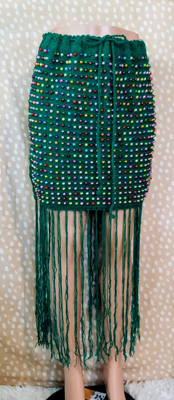 Sharon Cole Beaded Boho Crochet Fringe Skirt | Sharon Cole Designs