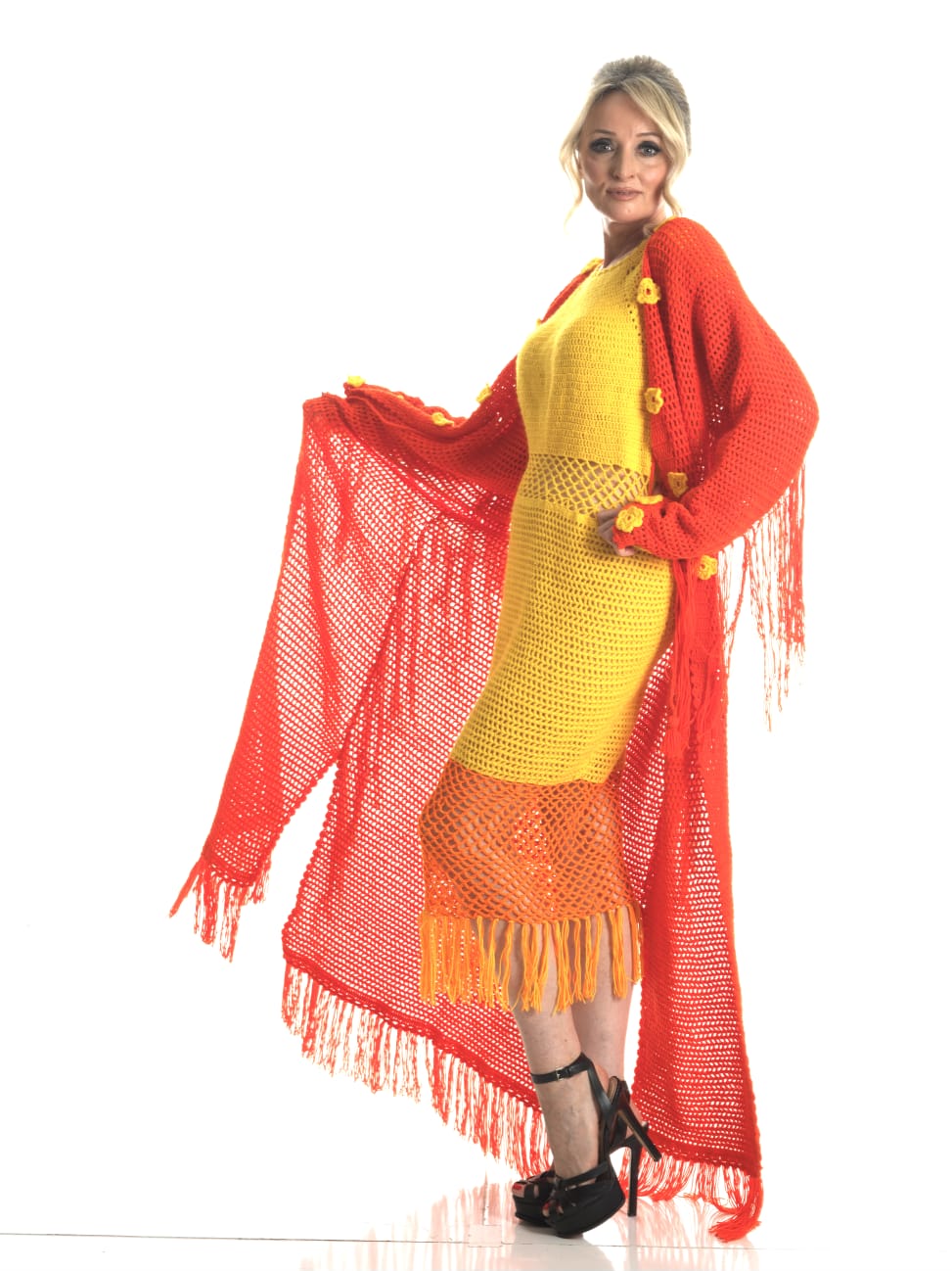 Flame Blossom Crochet Jacket