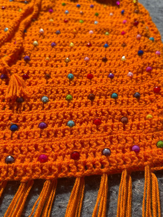 Sharon Cole Beaded Boho Crochet Fringe Skirt | Sharon Cole Designs