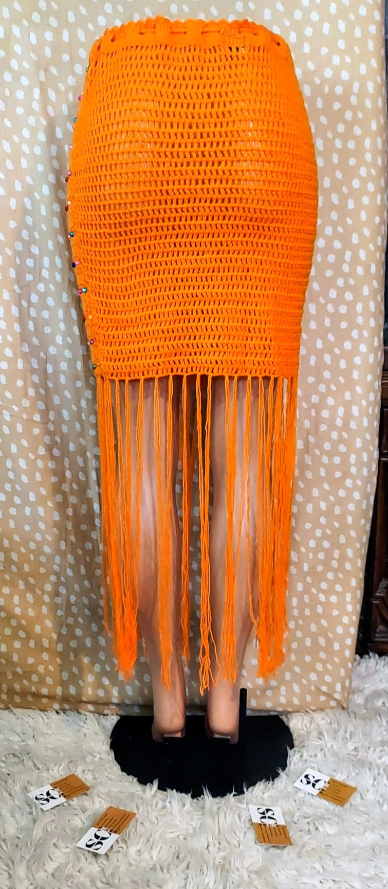 Sharon Cole Beaded Boho Crochet Fringe Skirt | Sharon Cole Designs