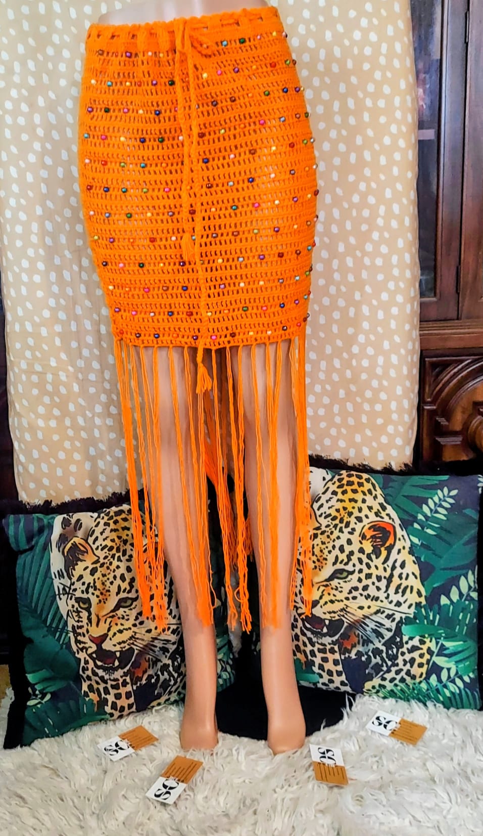 Sharon Cole Beaded Boho Crochet Fringe Skirt | Sharon Cole Designs