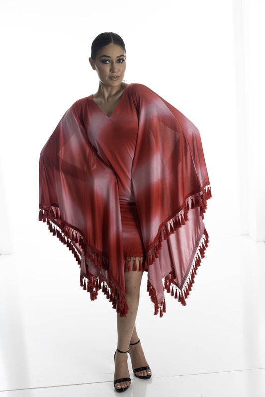 Scarlet Flame Fringe Dress