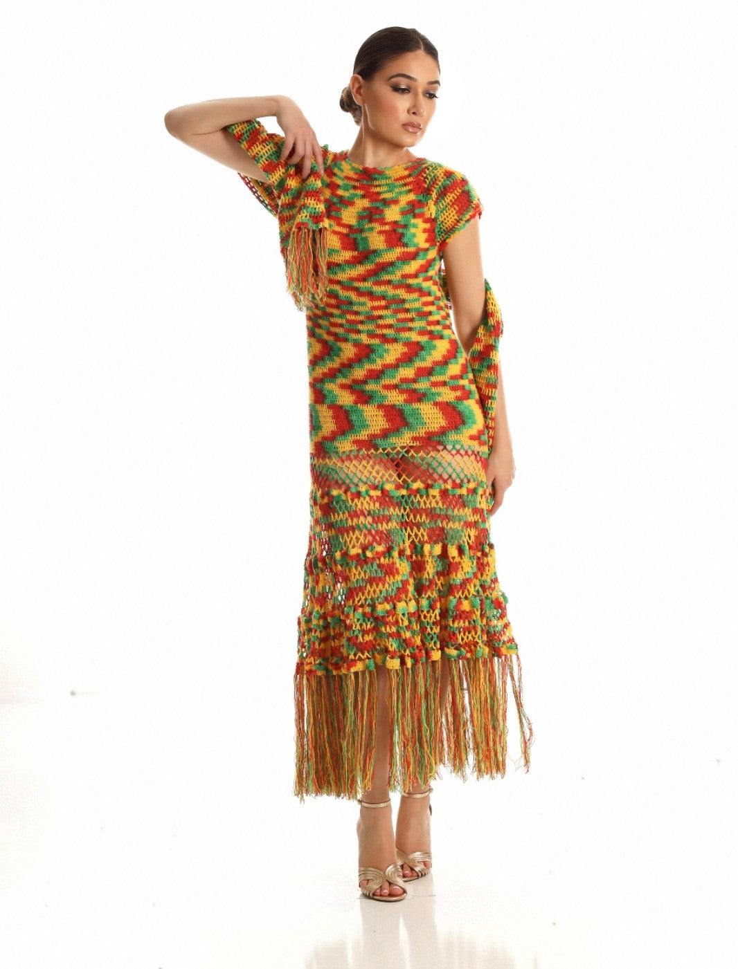 Sunset Rhythm Crochet Dress (2-Piece Set)