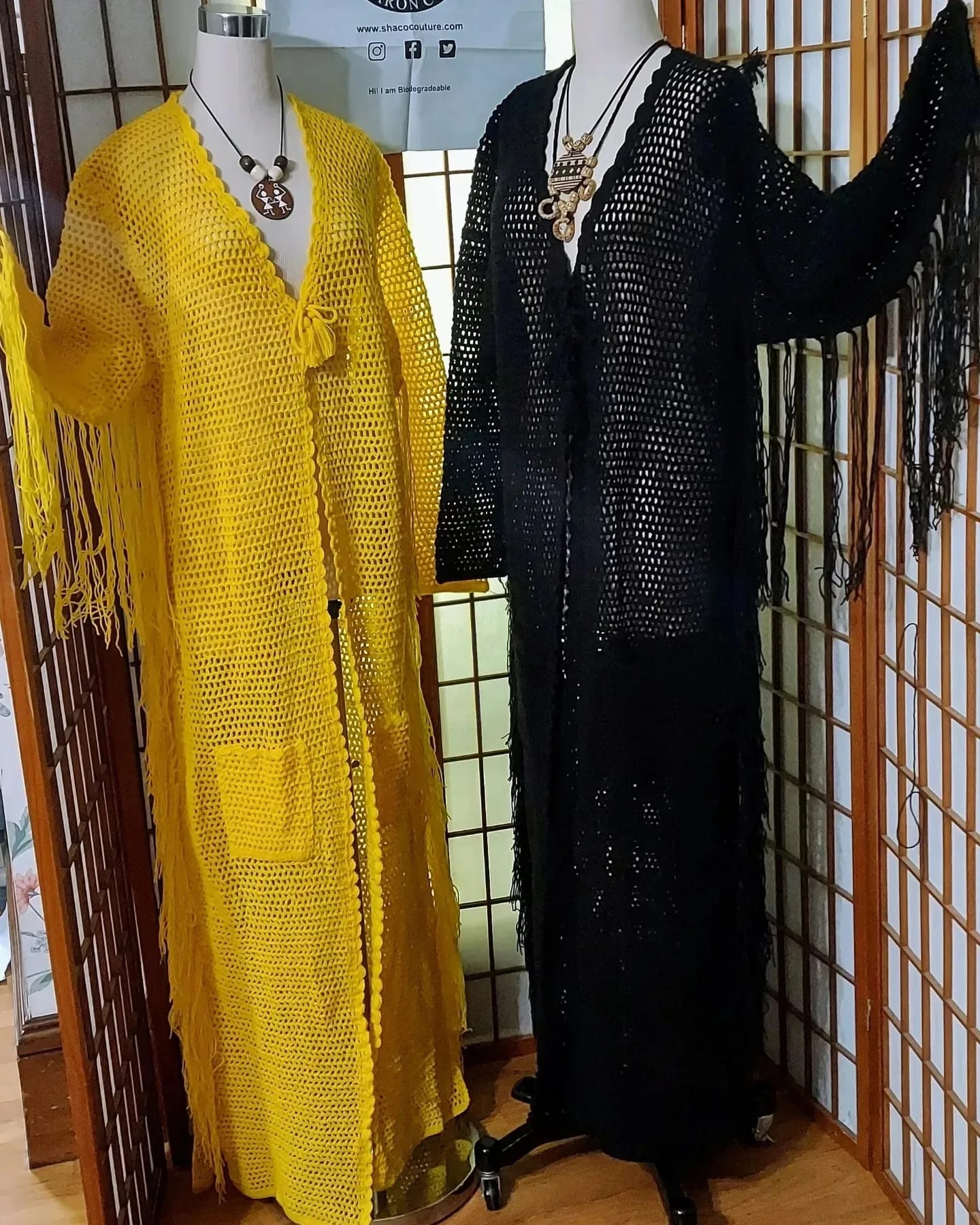 Sharon Coles Hand Crochet Bohemian Duster Coats.