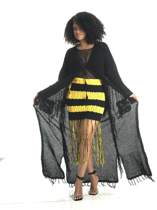 Sharon Cole Yellow & Black Crochet Fringe Skirts | Sharon Cole Designs