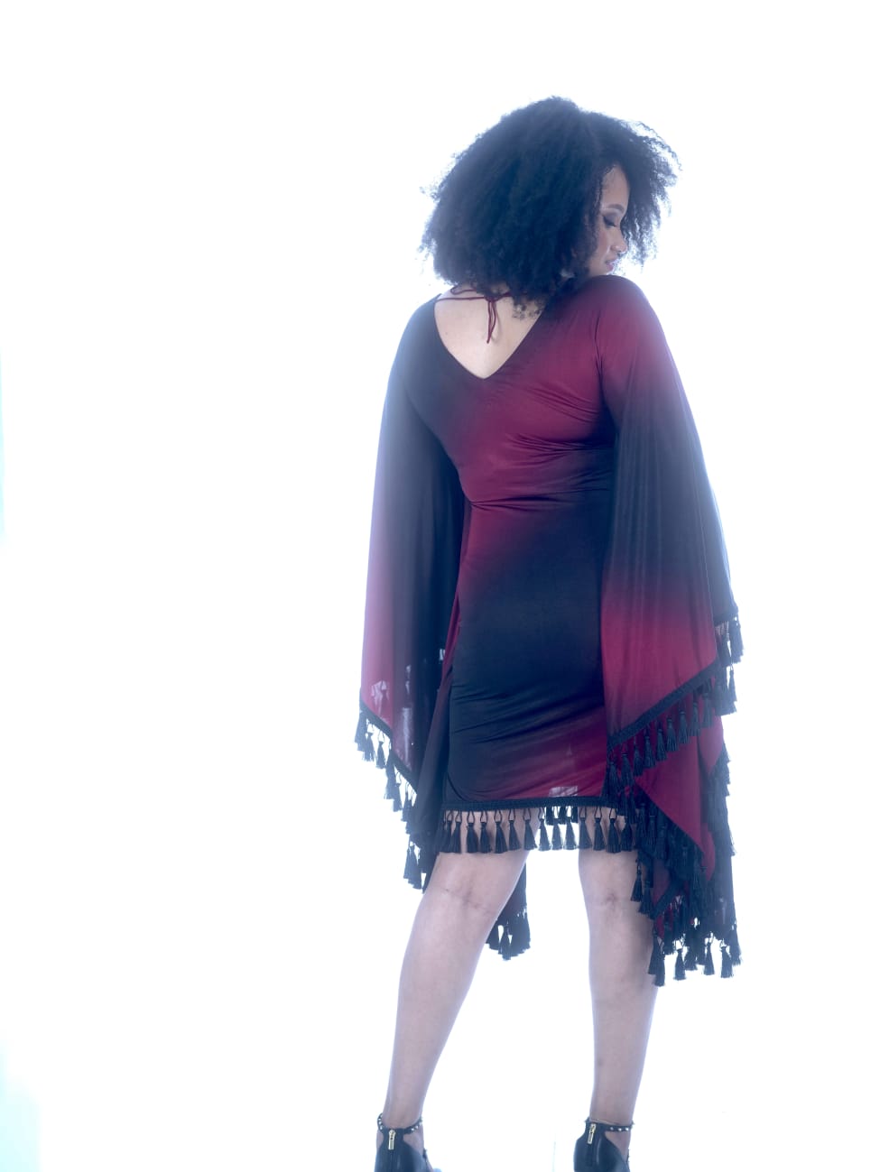 Crimson Eclipse Fringe Dress