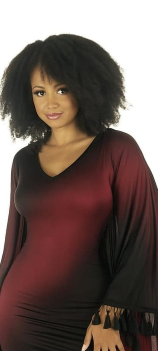 Crimson Eclipse Fringe Dress