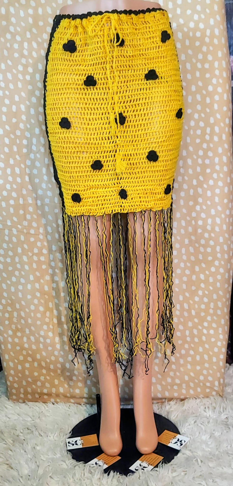 Sharon Cole Yellow & Black Crochet Fringe Skirts | Sharon Cole Designs