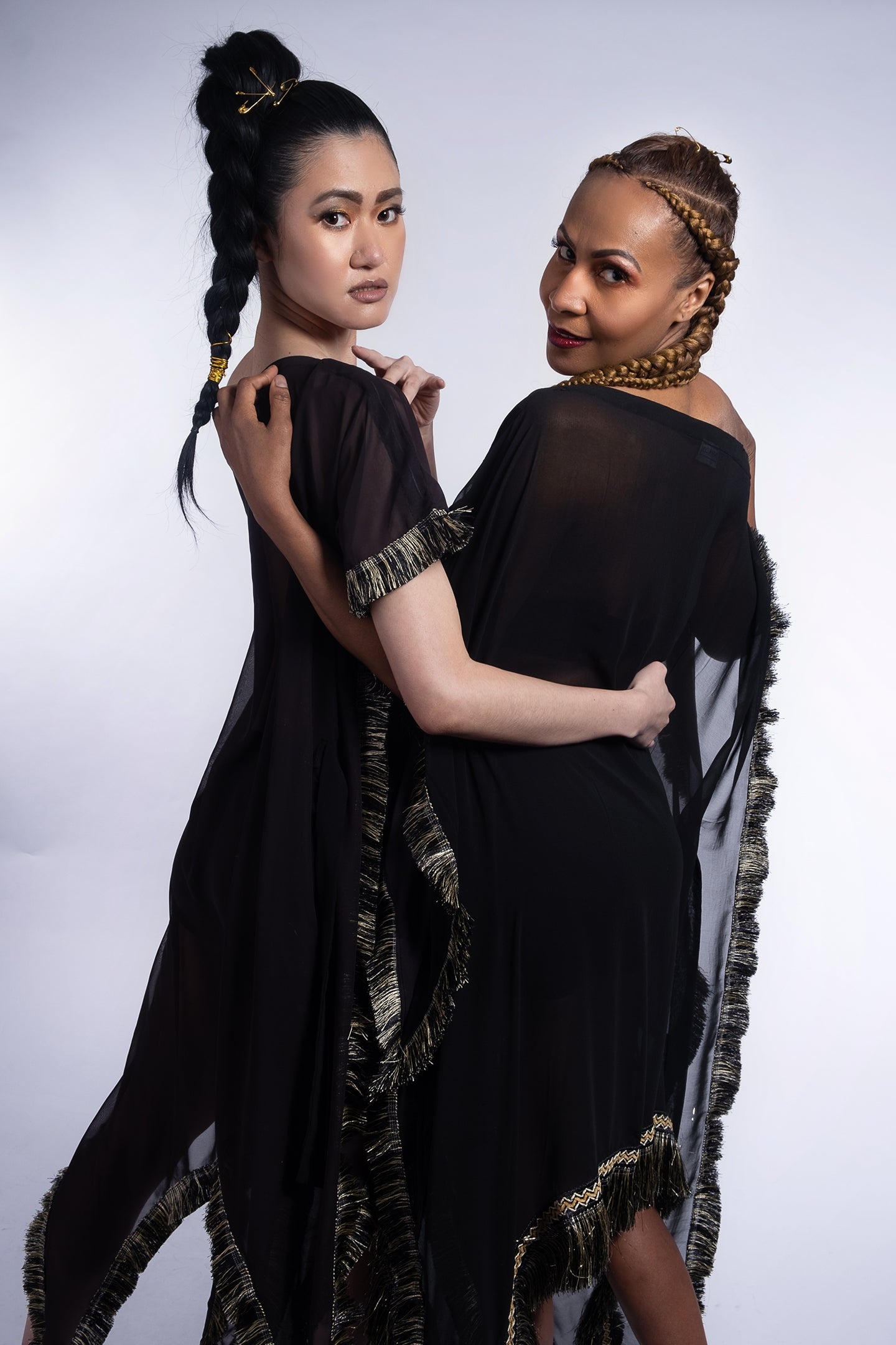 Lion Head Caftan - White & Black image 8