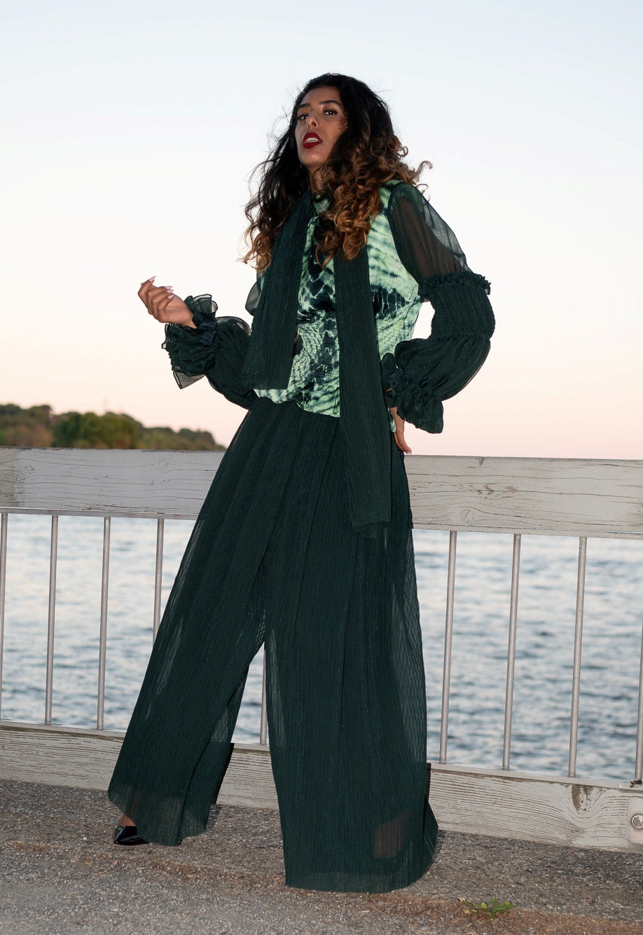 Luna-B, 2-Piece Blouse+Pleated Palazzo image 10